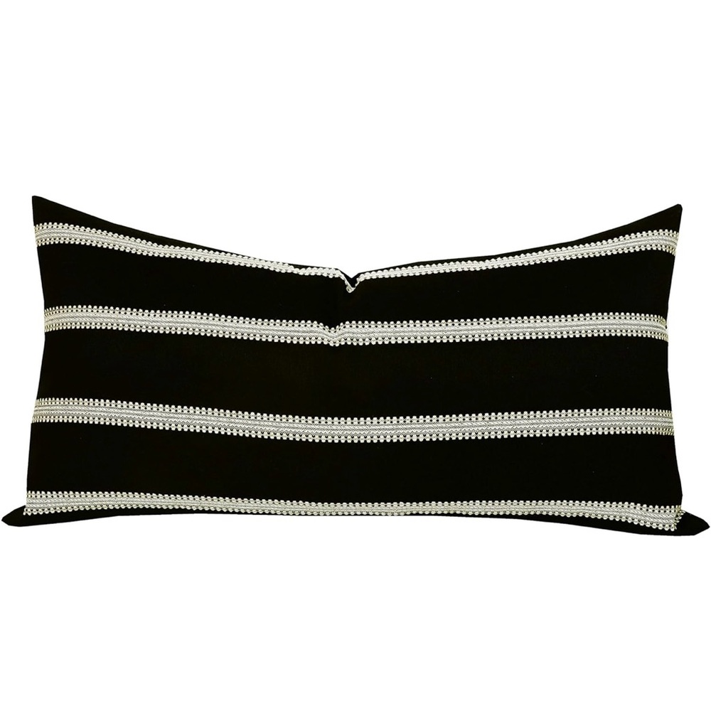 NWT Black and White Striped Lumbar Pillows (2) - Picture 2 of 7